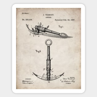 Boat Anchor Patent - Sailing Sailor Lake House Art - Antique Sticker